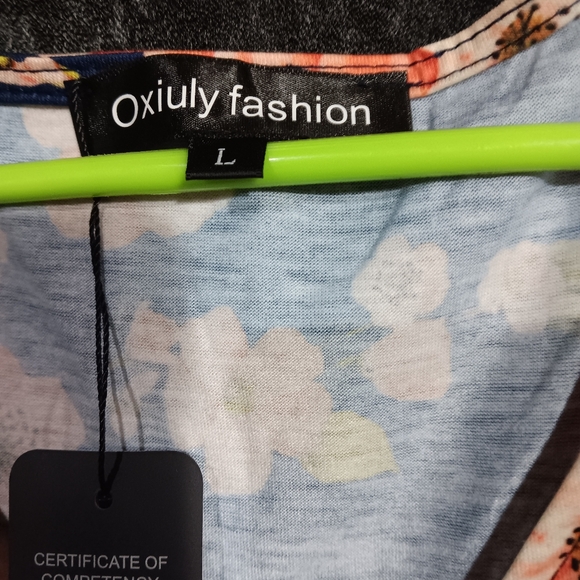 NWT Oxiuly Fashion midi blue floral long sleeve dress - Picture 3 of 5